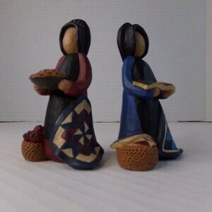 Amish Figurines Pie Quilt Basket Esther O'Hara Primitive Country